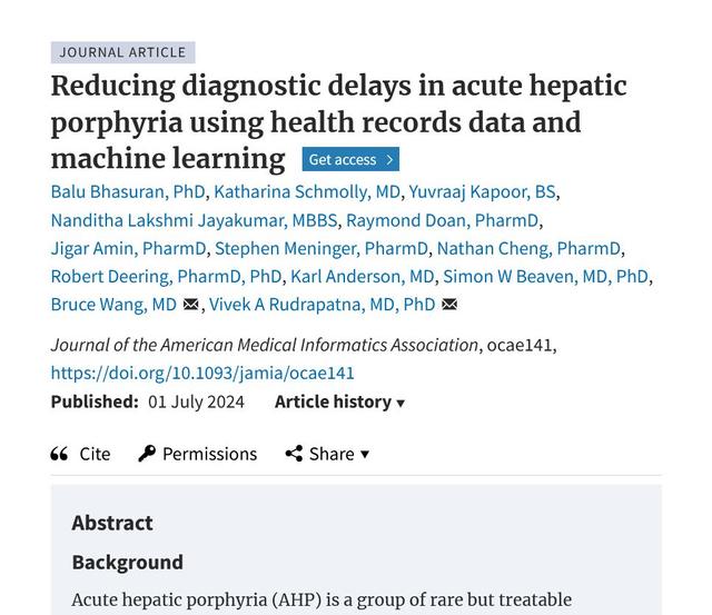 Reducing diagnostic delays in acute hepatic porphyria using health records data and machine learning